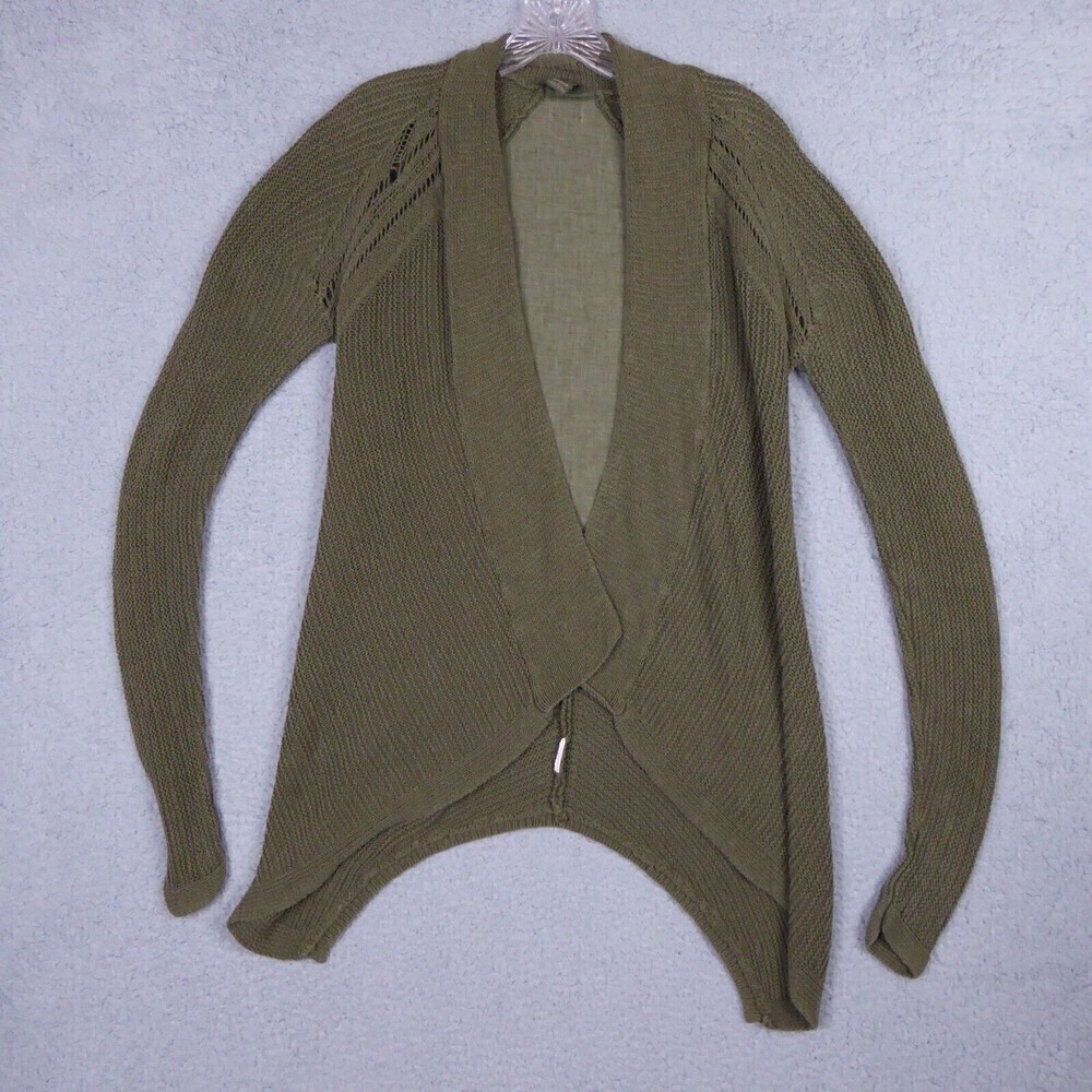 PRANA Cardigan Women's Small Olive Green Breathe Open Front Open Knit Outdoor